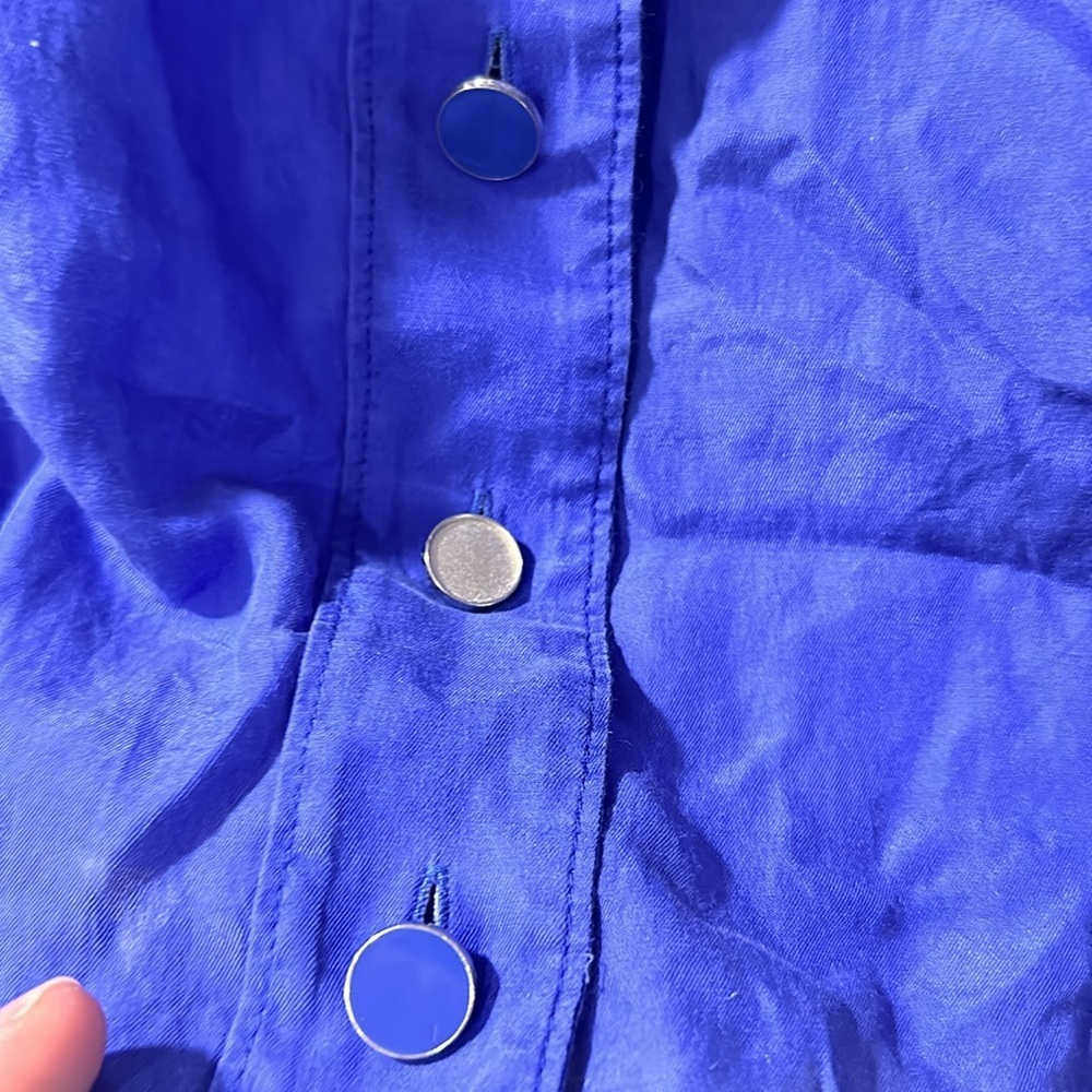 Banana Republic Cobalt Silk Blend Button Front Blouse | Effortless Minimal Chic - Picture 6 of 11